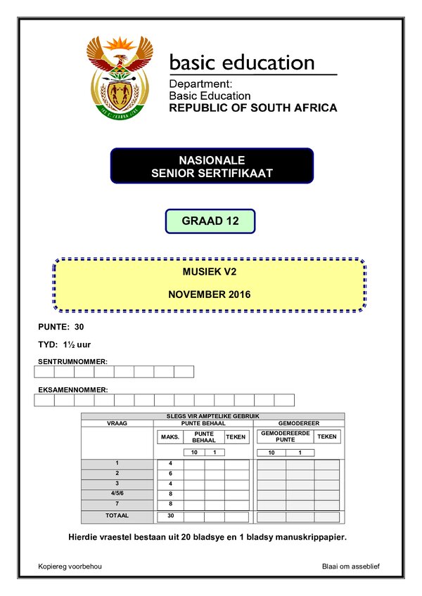 Music Paper 2 (Afrikaans)