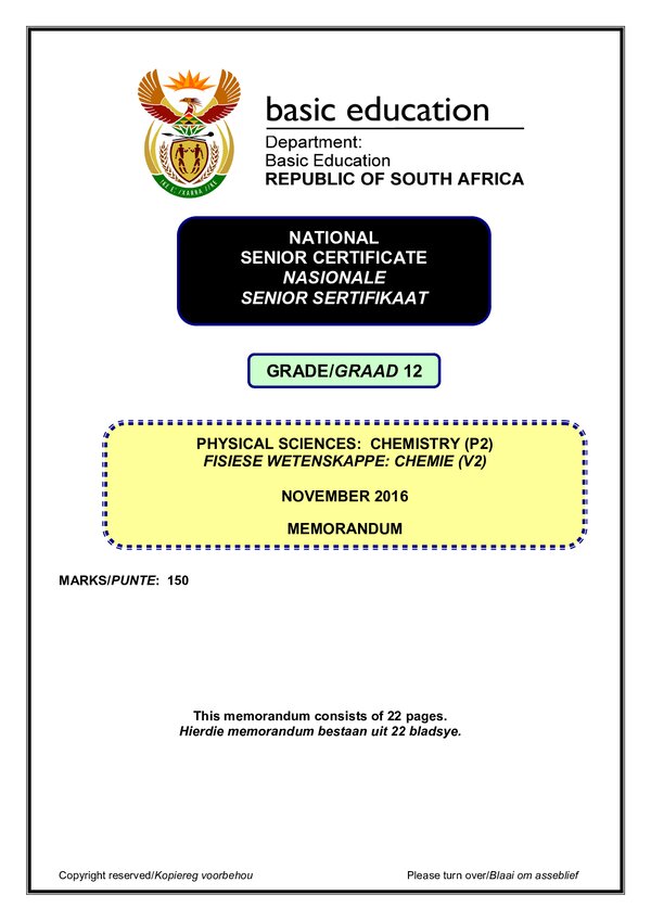 Physical Sciences Memo 2 (English Afrikaans)