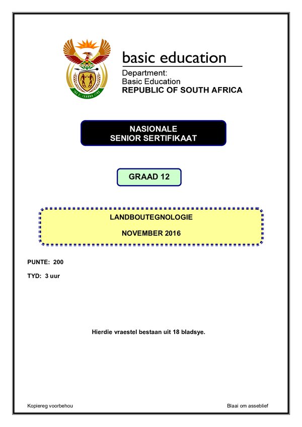 Agricultural Technology Paper 1 (Afrikaans)