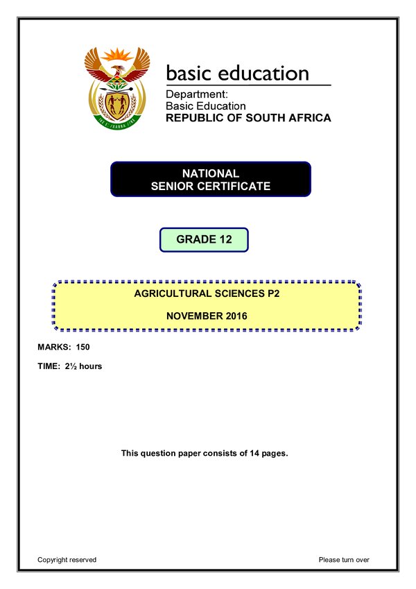 Agricultural Sciences Paper 2 (English)