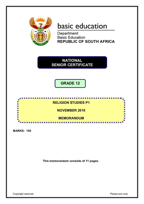 Religion Studies Memo 1 (English)