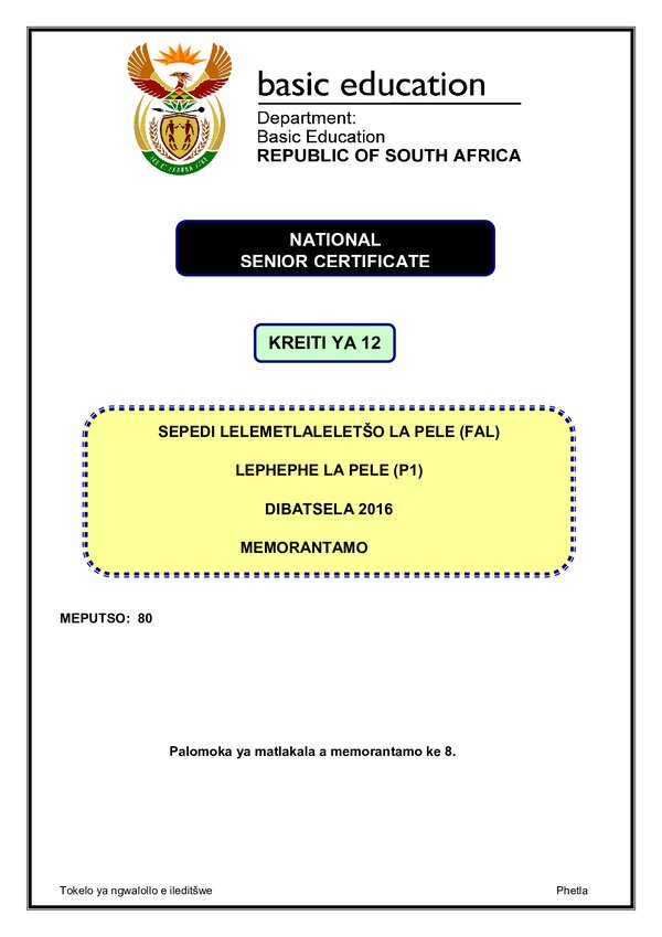 Sepedi Fal P1 Memo
