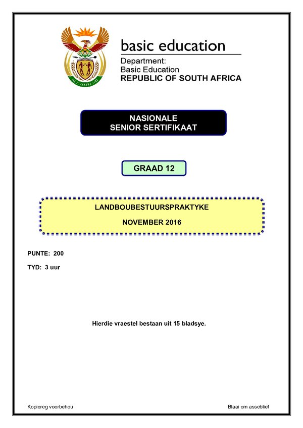 Agricultural Management Practices Paper 1 (Afrikaans)