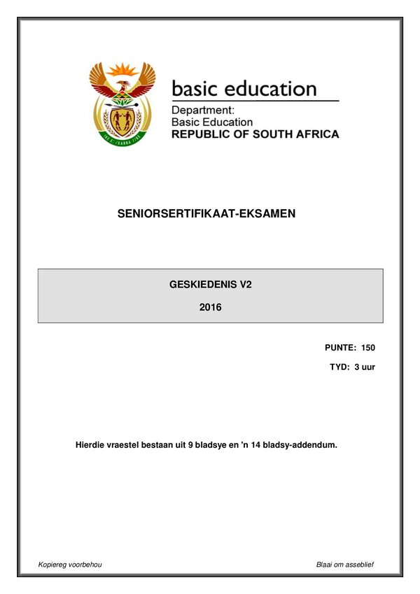 History Paper 2 (Afrikaans)