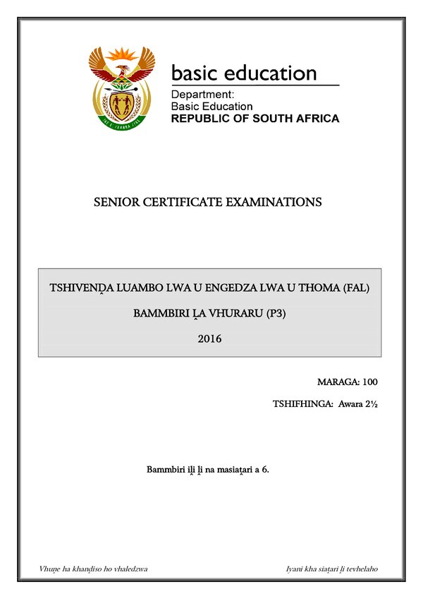 Tshivenda Fal P3