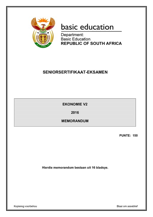 Economics Memo 2 (Afrikaans)