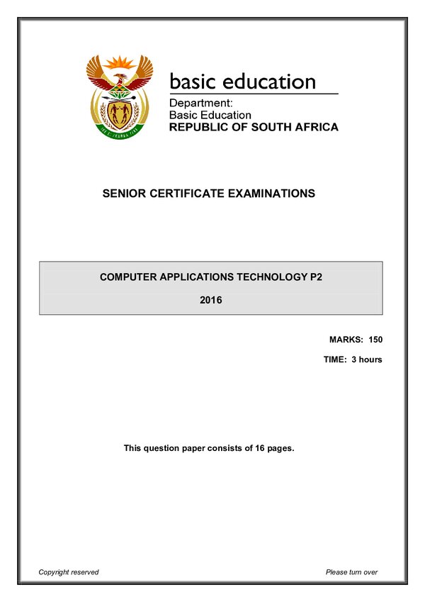 Computer Application Technology Paper 2 (English)