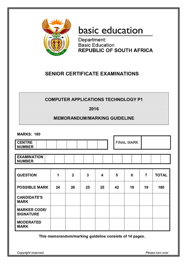 Computer Application Technology Memo 1 (English)