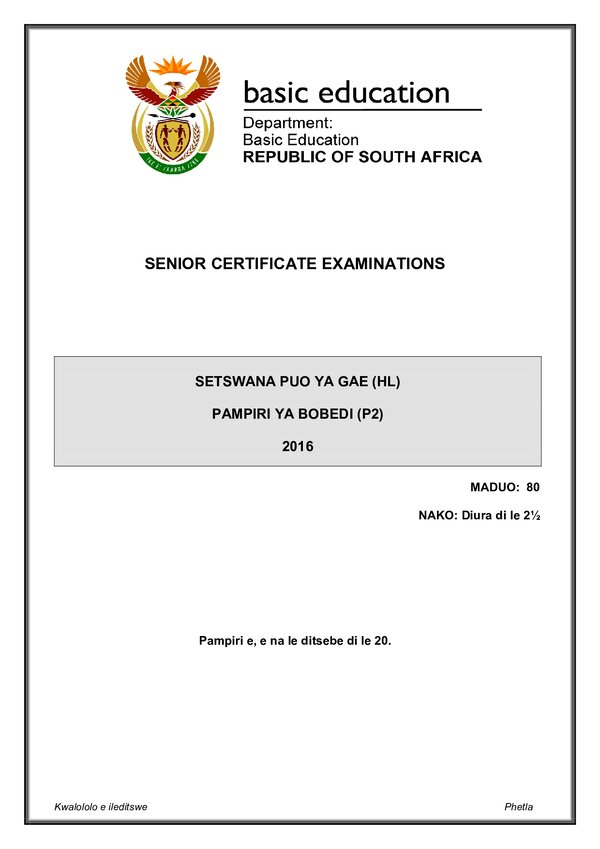 Setswana Hl P2