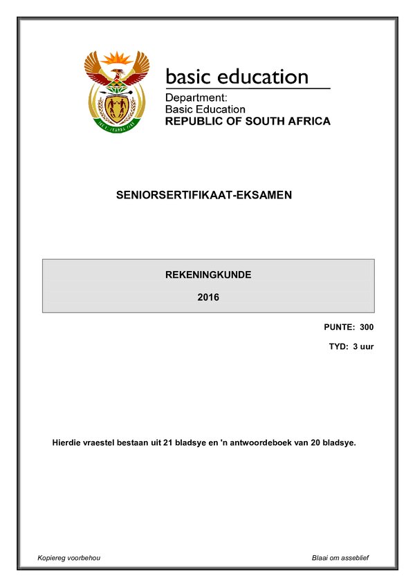Accounting Paper 1 (Afrikaans)