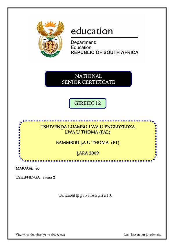 Tshivenda Fal P1