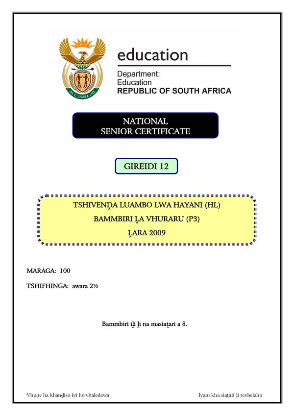 Tshivenda Hl P3
