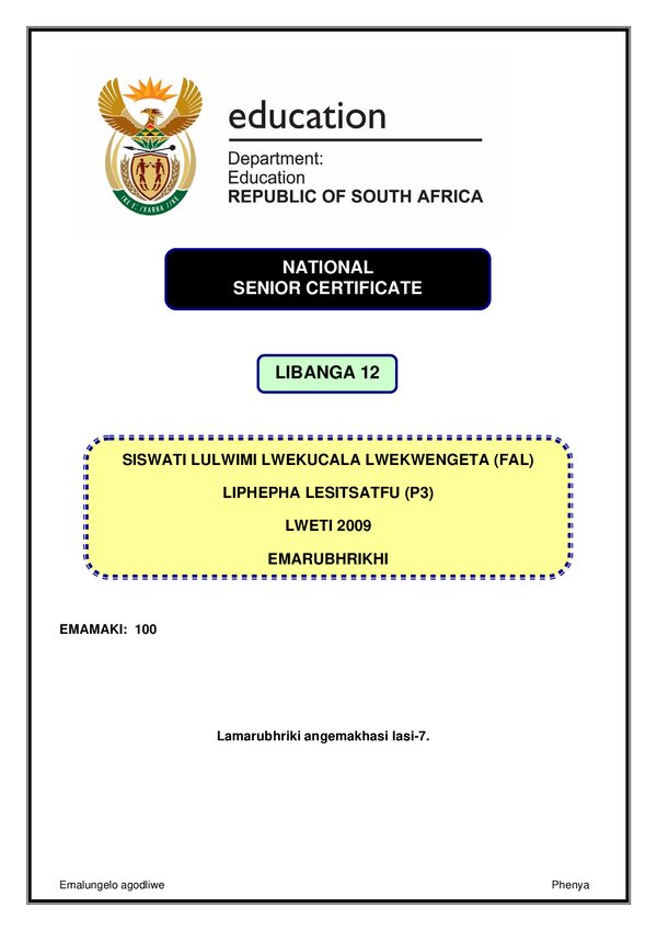 Siswati Fal P3 Memo