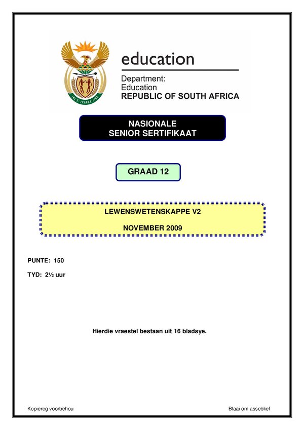 Life Sciences Paper 2 (Afrikaans)