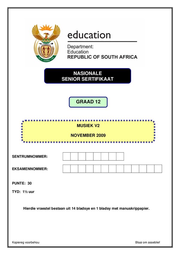 Music Paper 2 (Afrikaans)