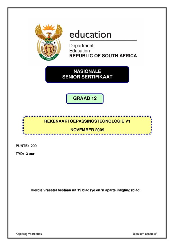 Computer Application Technology Paper 1 (Afrikaans)