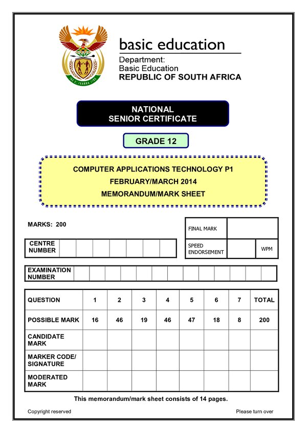Computer Application Technology Memo 1 (English)