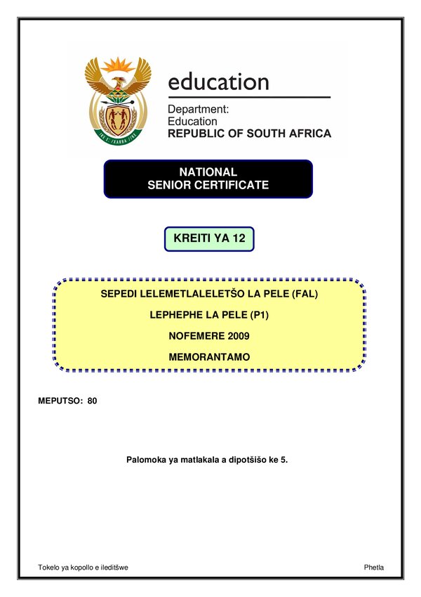Sepedi Fal P1 Memo
