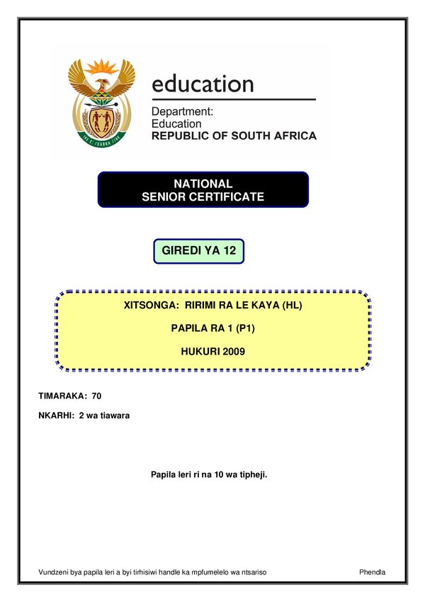 Xitsonga Hl P1