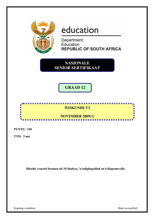 Mathematics Paper 2 (Afrikaans)