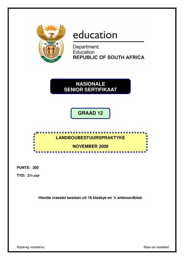 Agricultural Management Practices Paper 1 (Afrikaans)