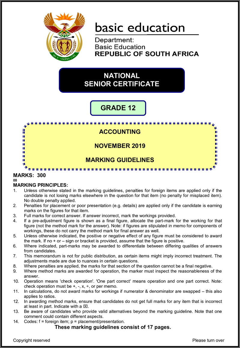Accounting Nov 2019 Nov 2019 Memo Eng Gr12