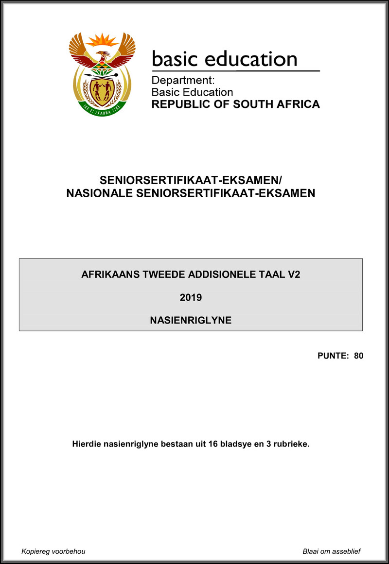 Afrikaans Sal P2 May June 2019 Memo Gr12