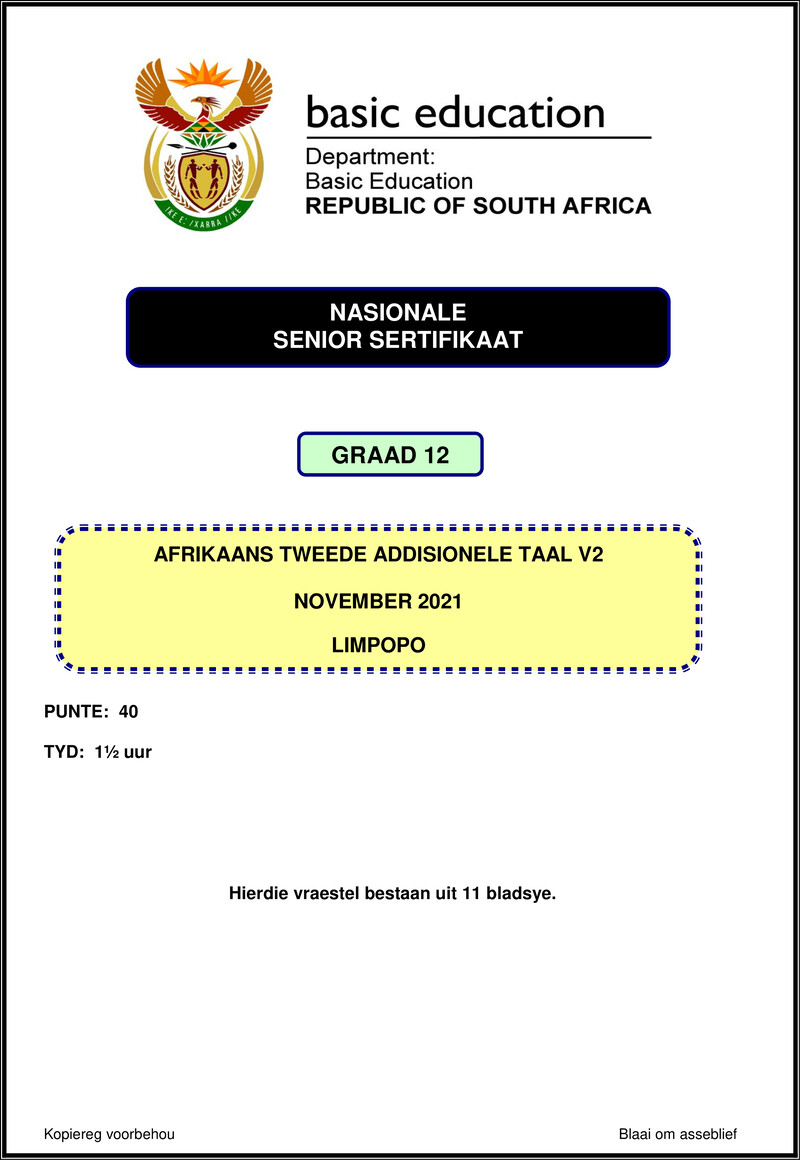 Afrikaans Sal P2 Nov 2021 Limpopo Gr12