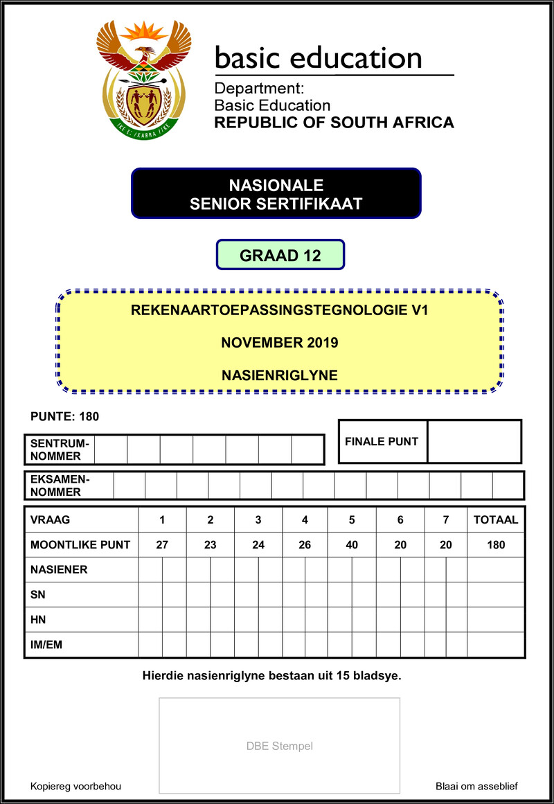 Computer Application Technology P1 Nov 2019 Memo Afr Gr12