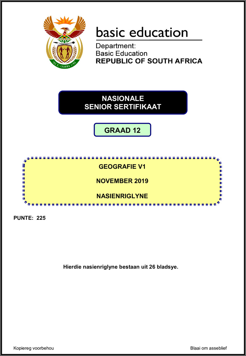 Geography P1 Nov 2019 Memo Afr Gr12
