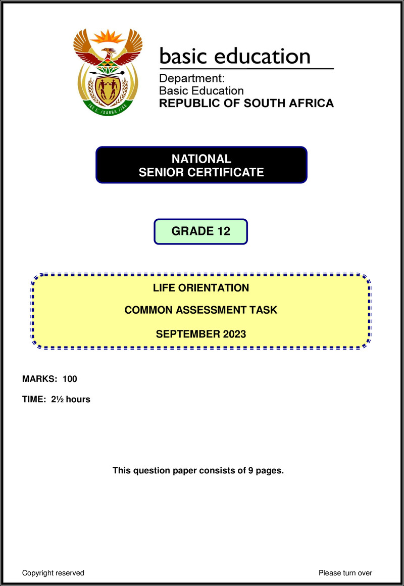 Life Orientation September 2023 Eng Gr12