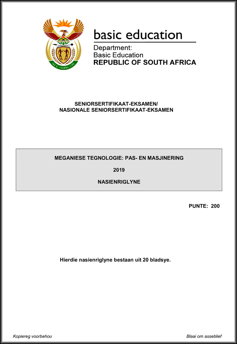 Mechanical Technology May June 2019 Fitting Machining Memo Afr Gr12