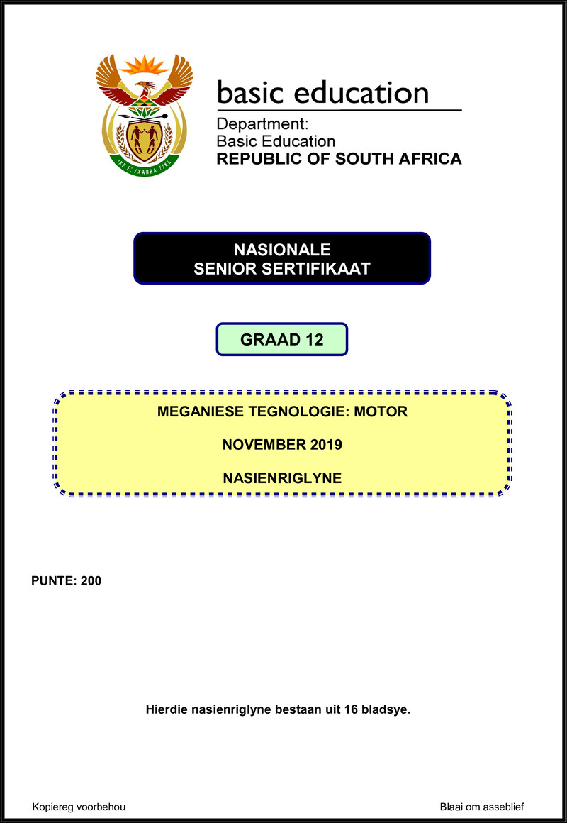 Mechanical Technology Nov 2019 Automotive Memo Afr Gr12