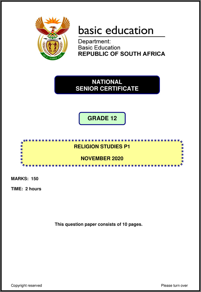 Religion Studies P1 Nsc Nov 2020 Eng Gr12