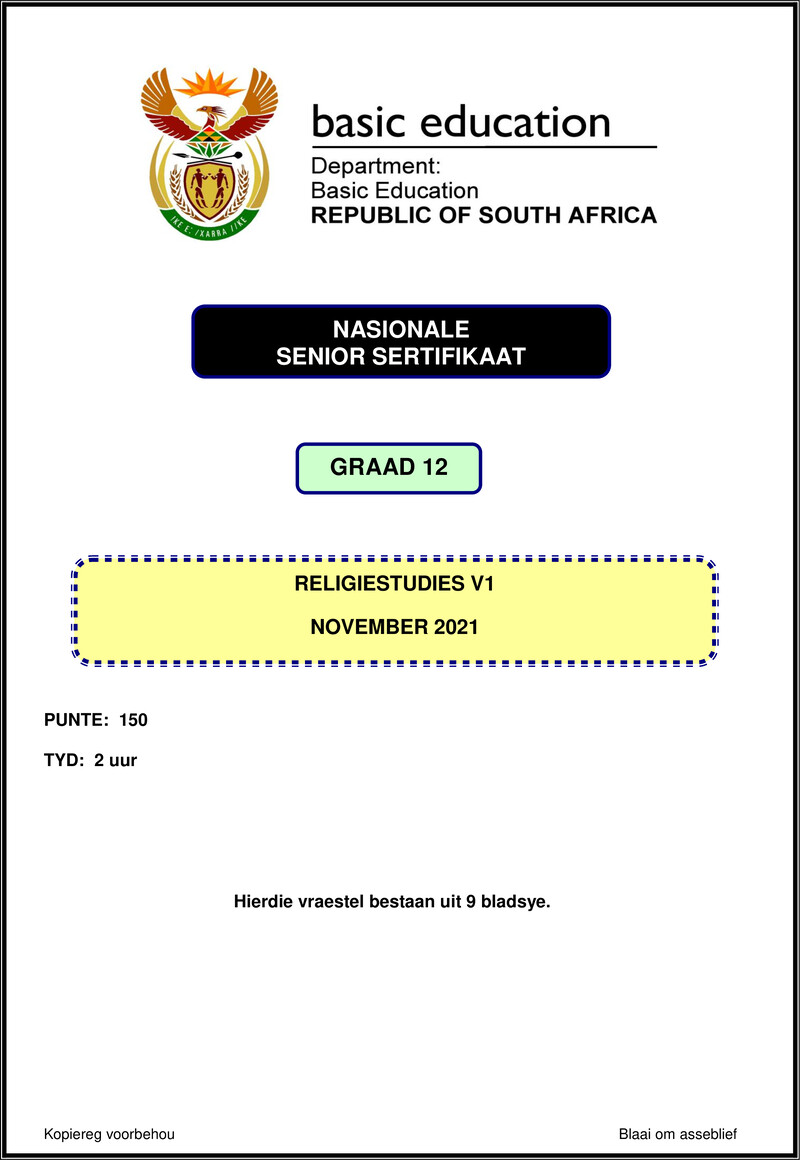Religion Studies P1 Nov 2021 Afr Gr12