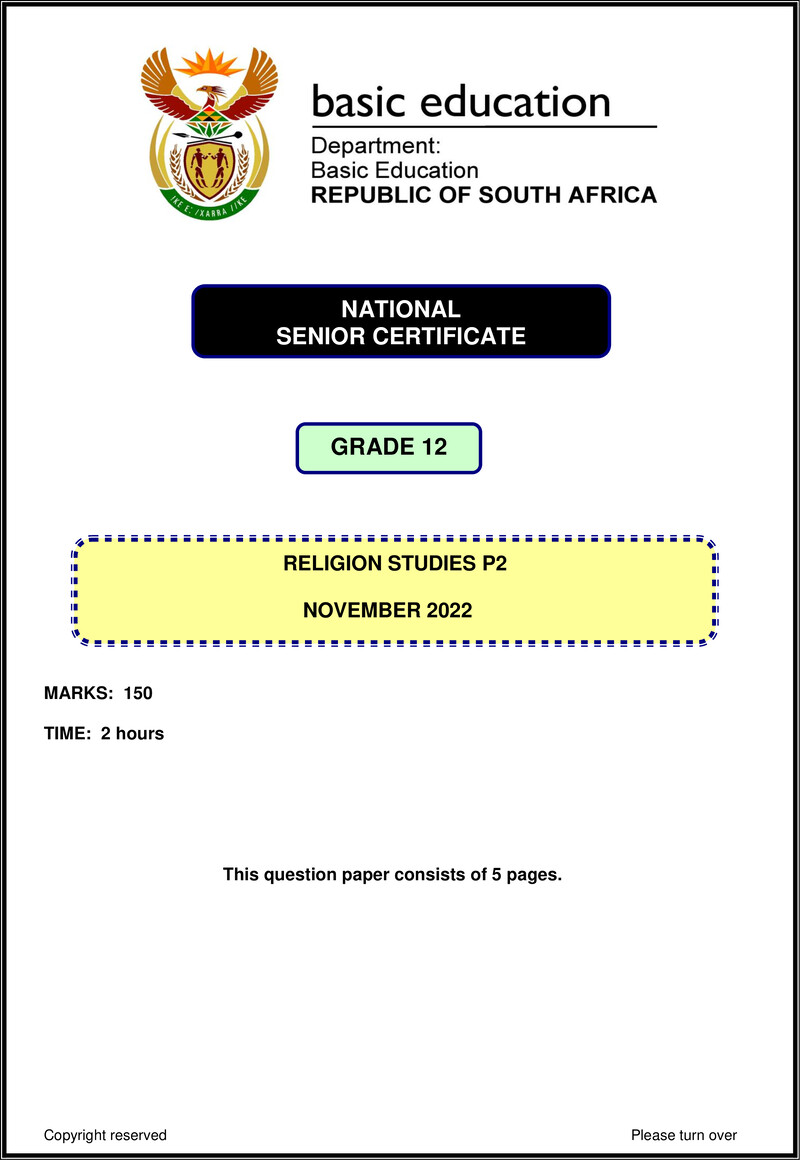 Religion Studies P2 Nov 2022 Eng Gr12