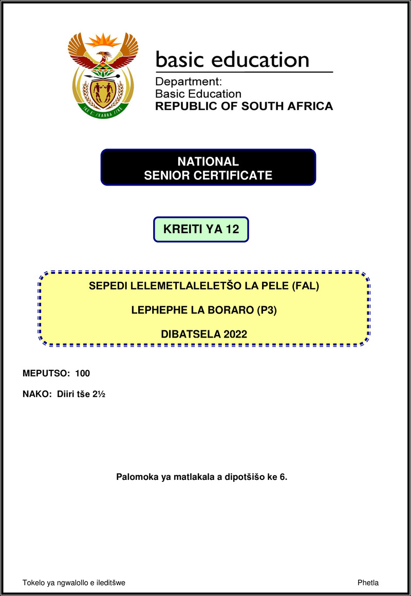 Sepedi Fal P3 Nov 2022 Gr12