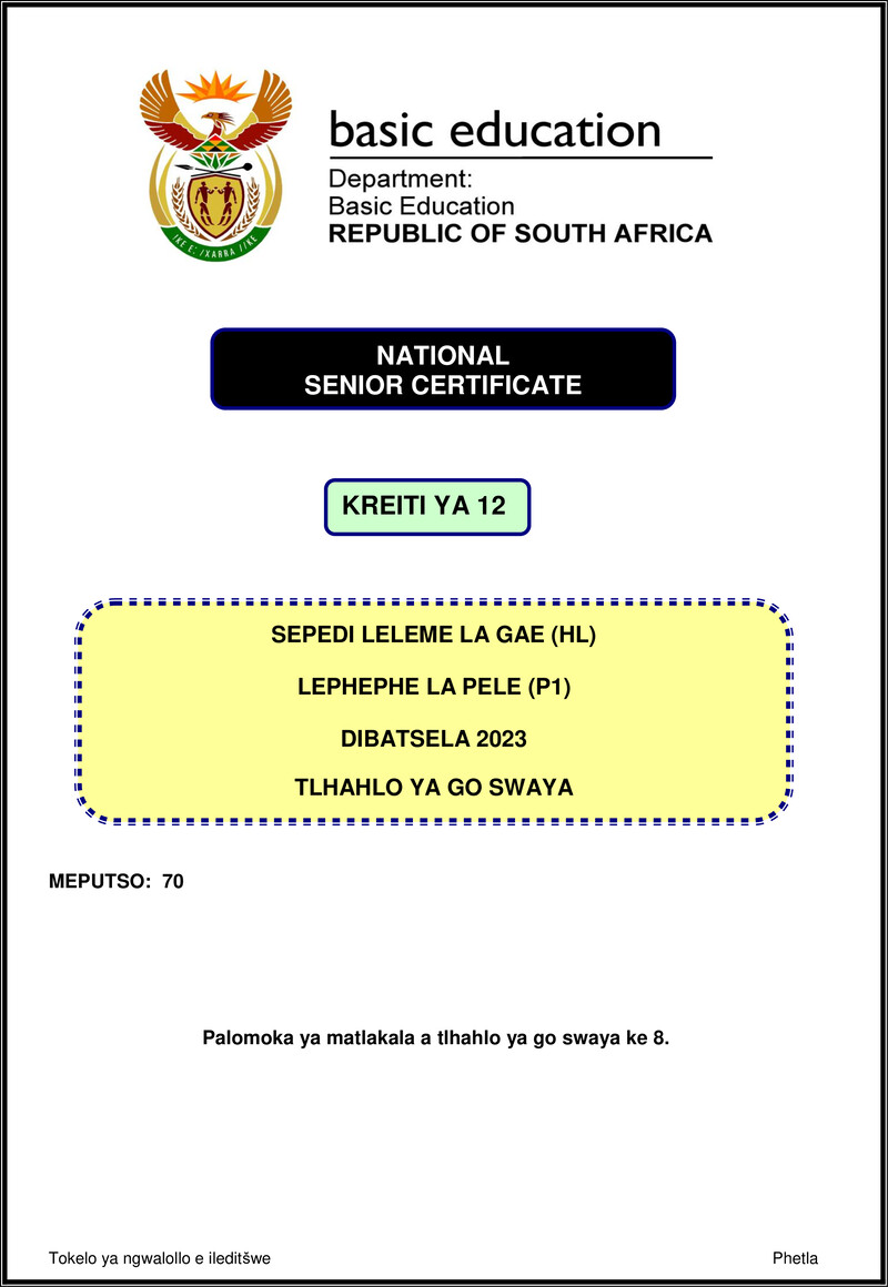 Sepedi Hl P1 Nov 2023 Mg Gr12