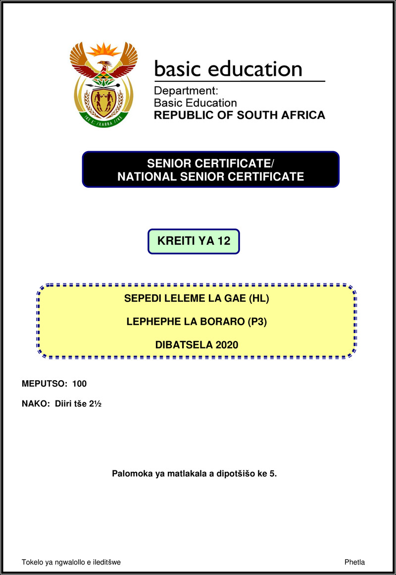 Sepedi Hl P3 Nov 2020 Gr12