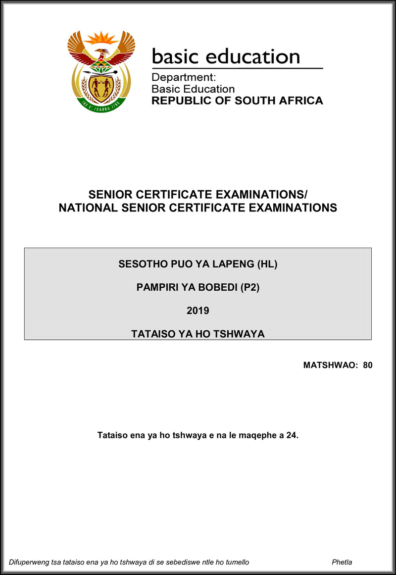 Grade 12 Sesotho past paper 2019 – sesotho hl p2 may june 2019 memo gr12