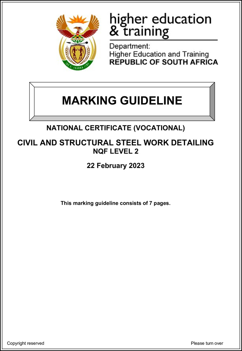 Civil And Structural Steel Work Detailing L2 Memo Feb 2023
