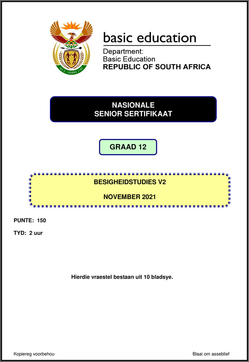 Business Studies P2 Nov 2021 Afr Gr12