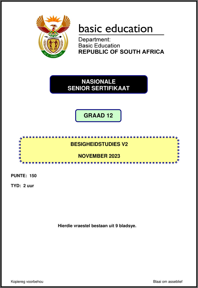 Business Studies P2 Nov 2023 Afr Gr12
