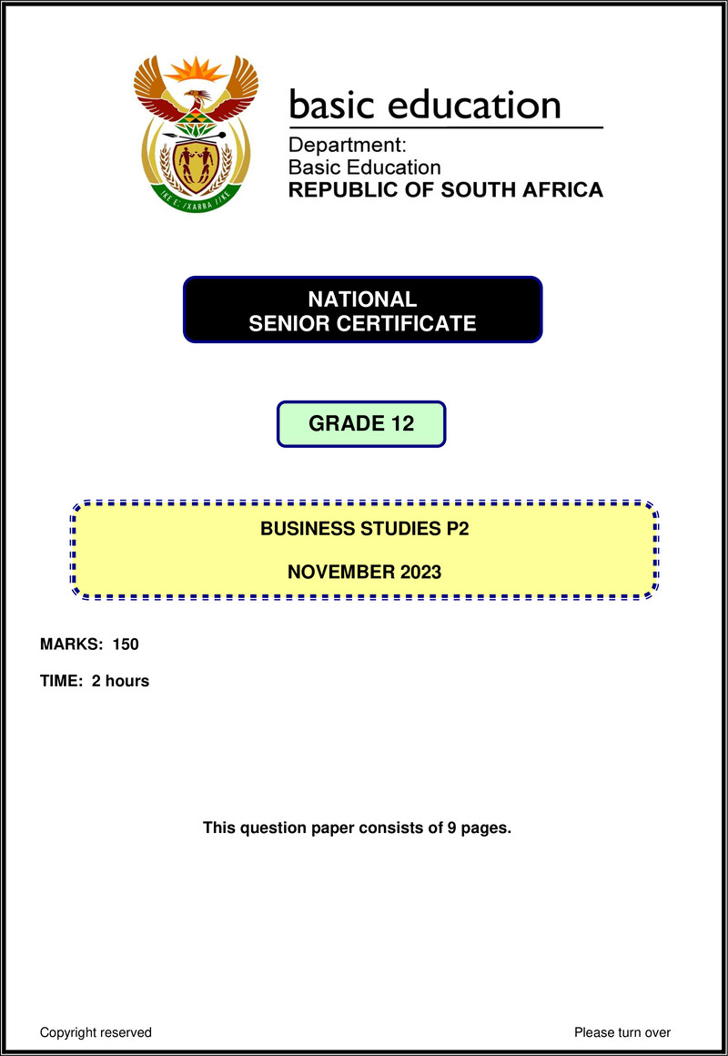 Business Studies P2 Nov 2023 Eng Gr12