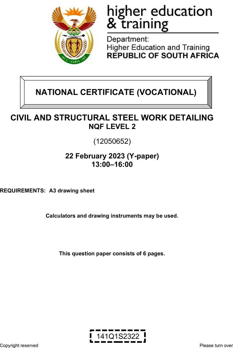 Civil And Structural Steel Work Detailing L2 QP Feb 2023