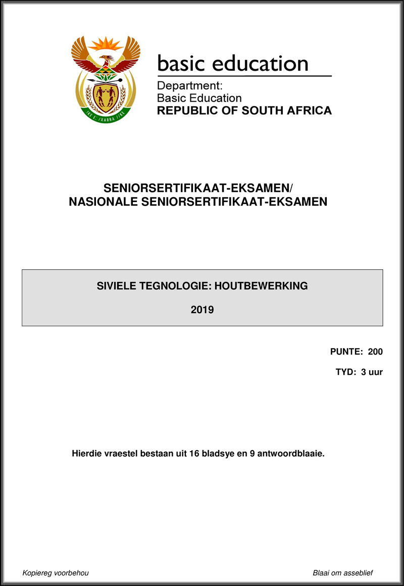 Civil Technology May June 2019 Wood Working Afr Gr12