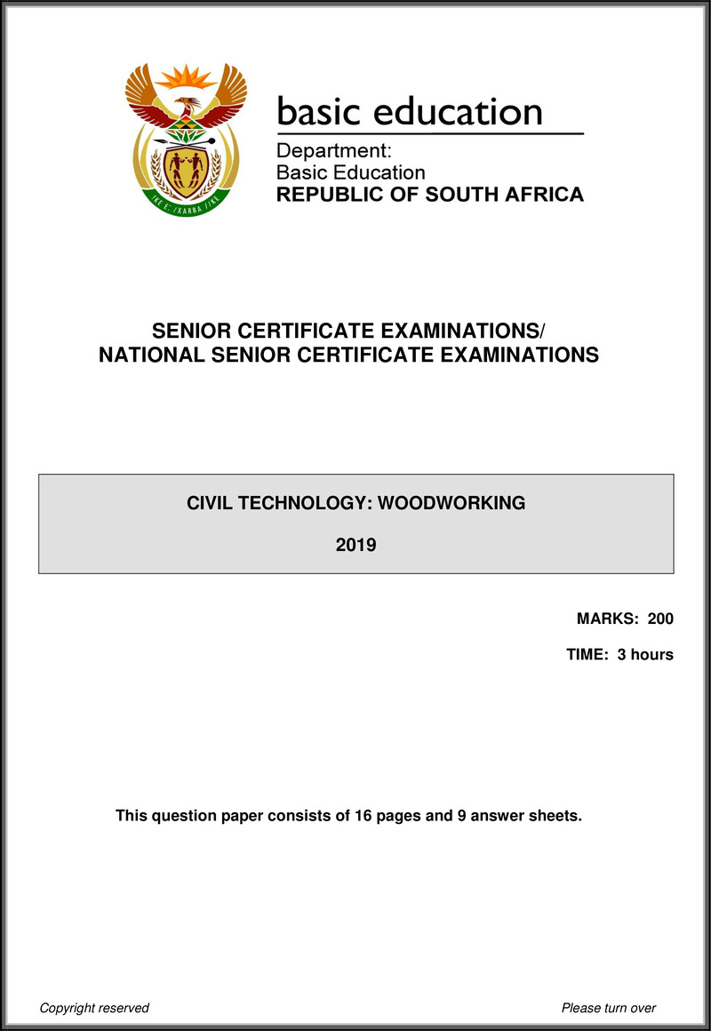 Civil Technology May June 2019 Wood Working Eng Gr12