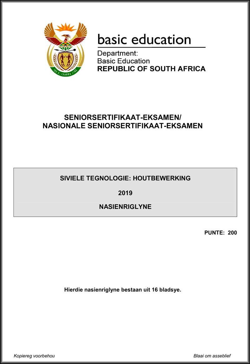 Civil Technology May June 2019 Wood Working Memo Afr Gr12