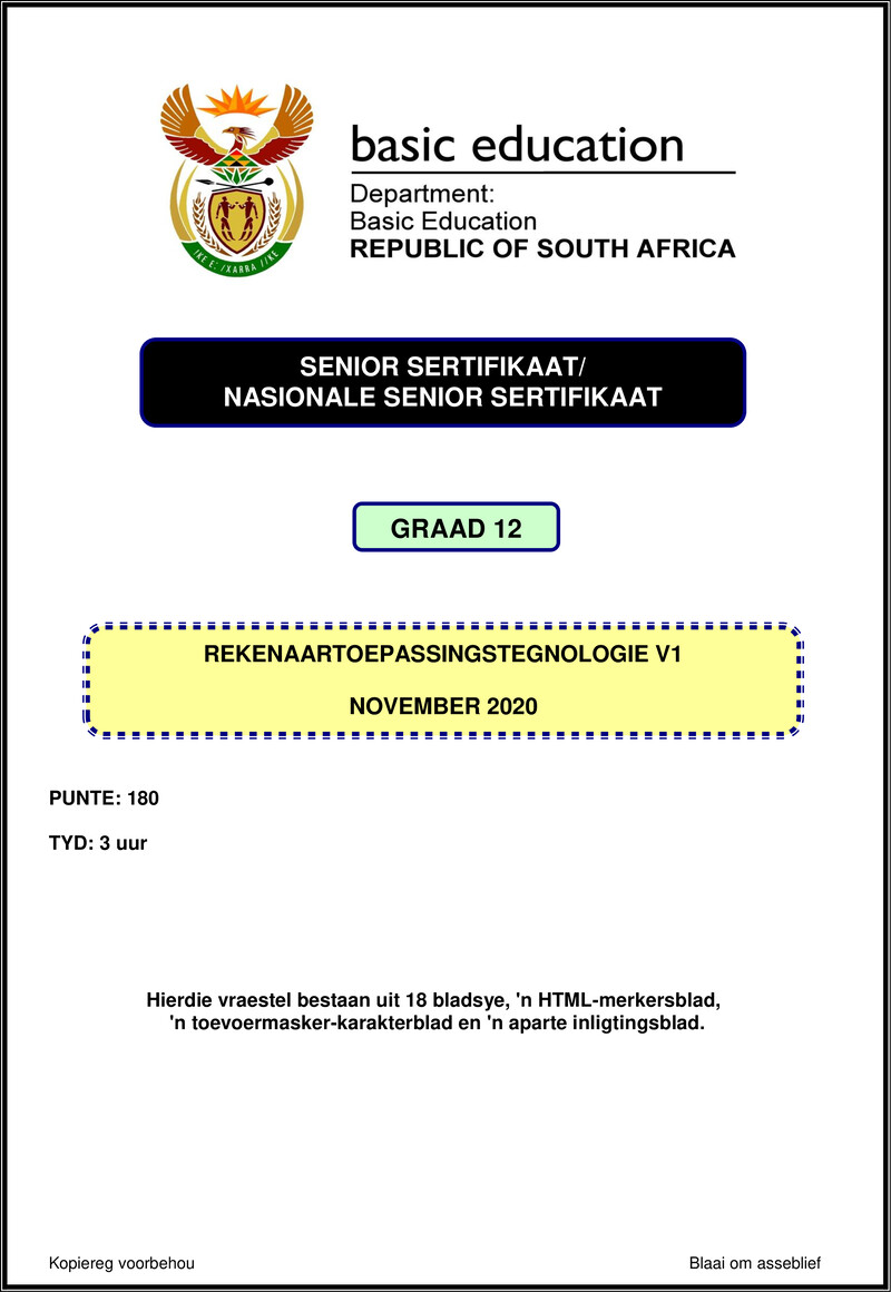 Computer Application Technology P1 Nov 2020 Afr Gr12