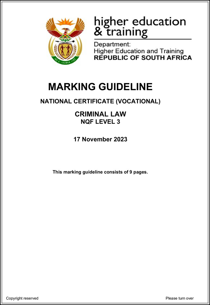 Nc710 Criminal Law L3 Nov Memo 2023